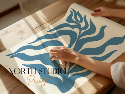 Premium Poster of Abstract Blue Leaf Botanical Art Wall Posters