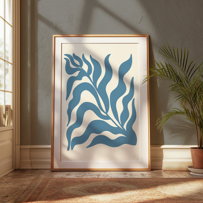 Premium Poster of Abstract Blue Leaf Botanical Art Wall Posters