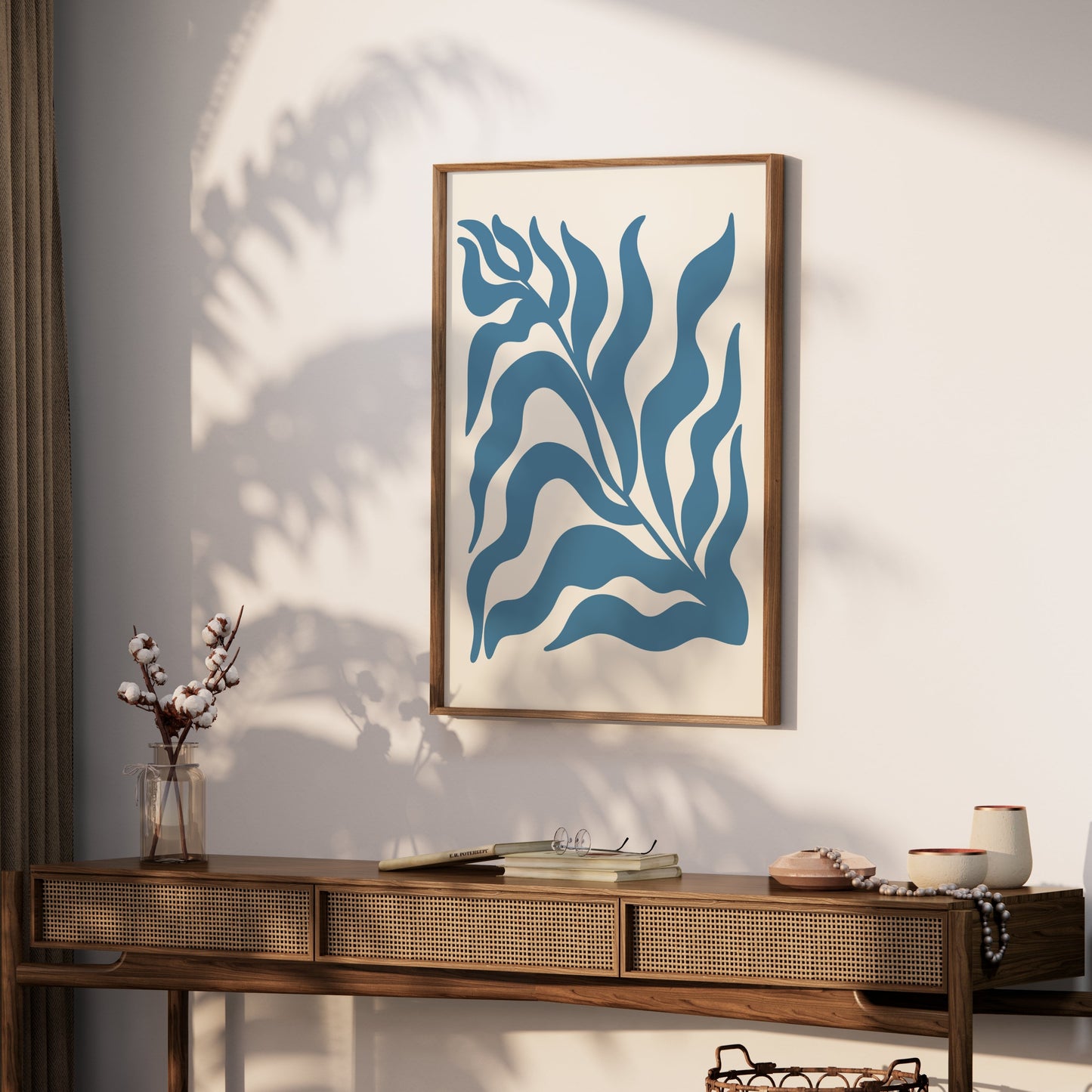Premium Poster of Abstract Blue Leaf Botanical Art Wall Posters