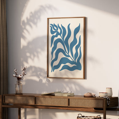 Premium Poster of Abstract Blue Leaf Botanical Art Wall Posters