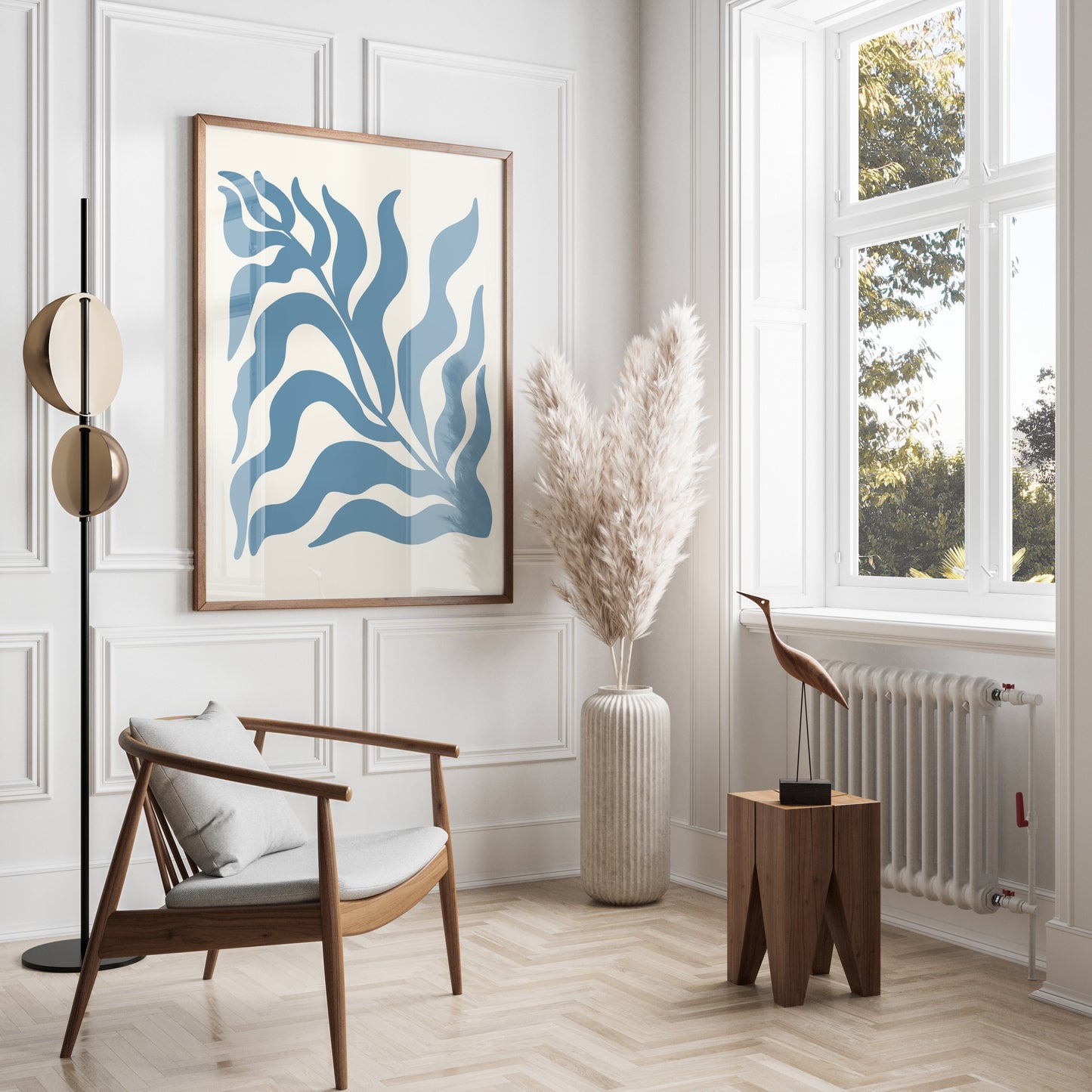 Premium Poster of Abstract Blue Leaf Botanical Art Wall Posters