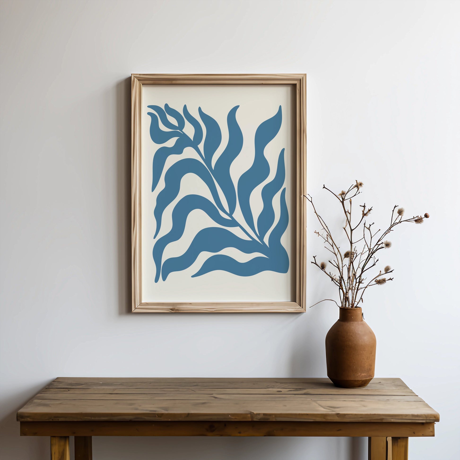 Premium Poster of Abstract Blue Leaf Botanical Art Wall Posters