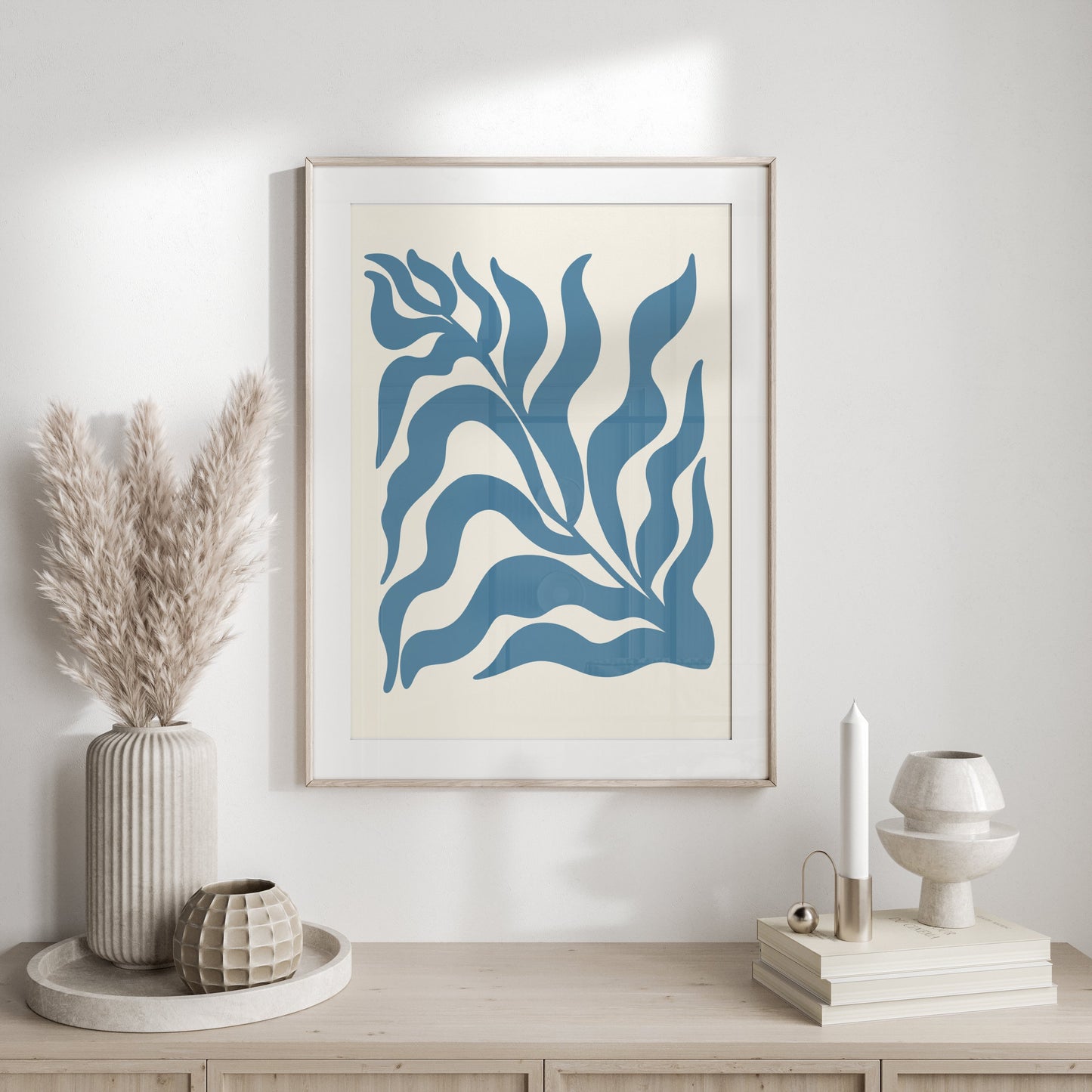 Premium Poster of Abstract Blue Leaf Botanical Art Wall Posters