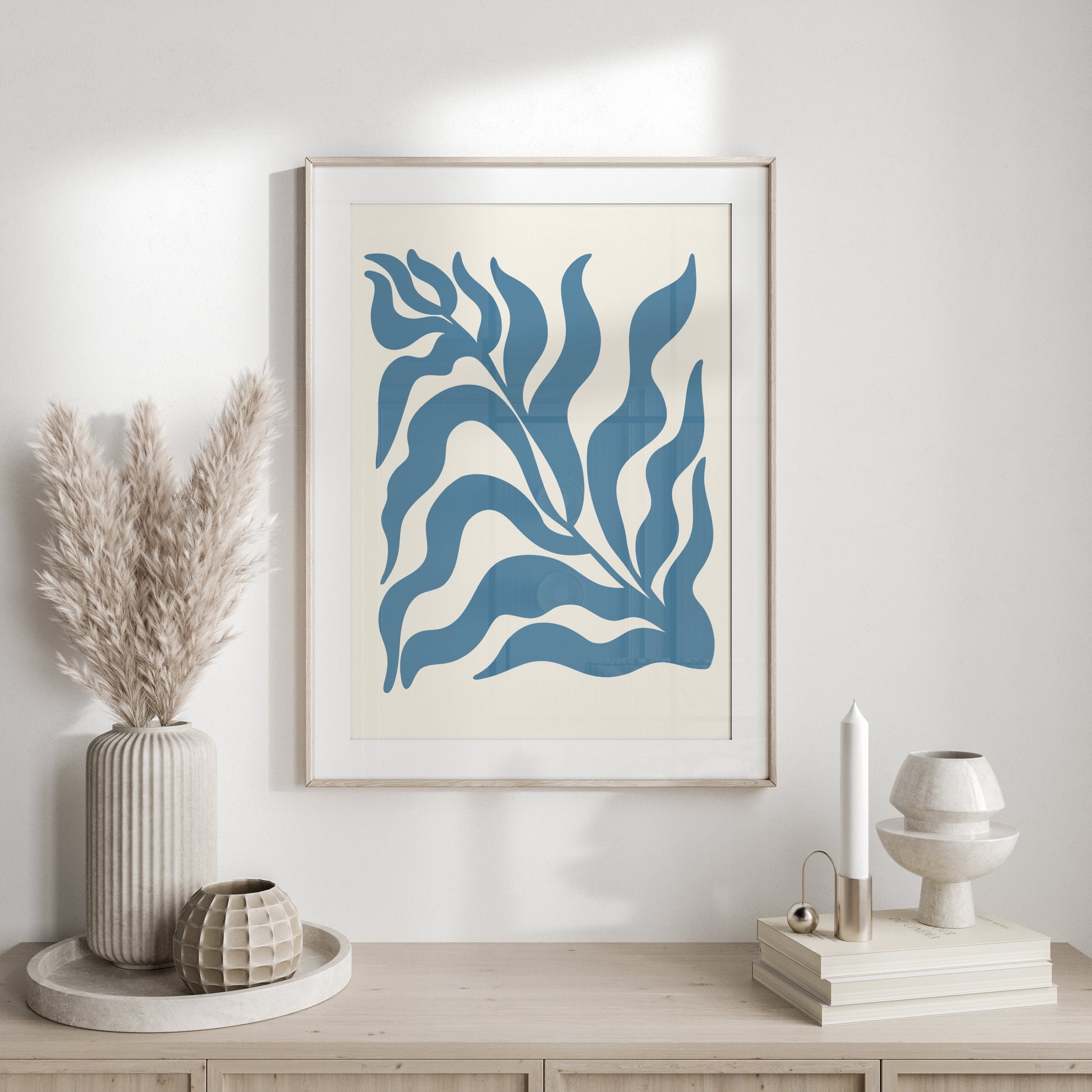 Premium Poster of Abstract Blue Leaf Botanical Art Wall Posters