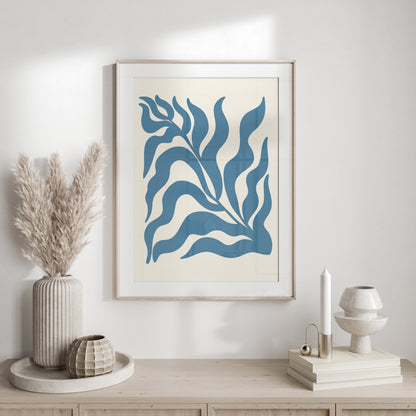 Premium Poster of Abstract Blue Leaf Botanical Art Wall Posters
