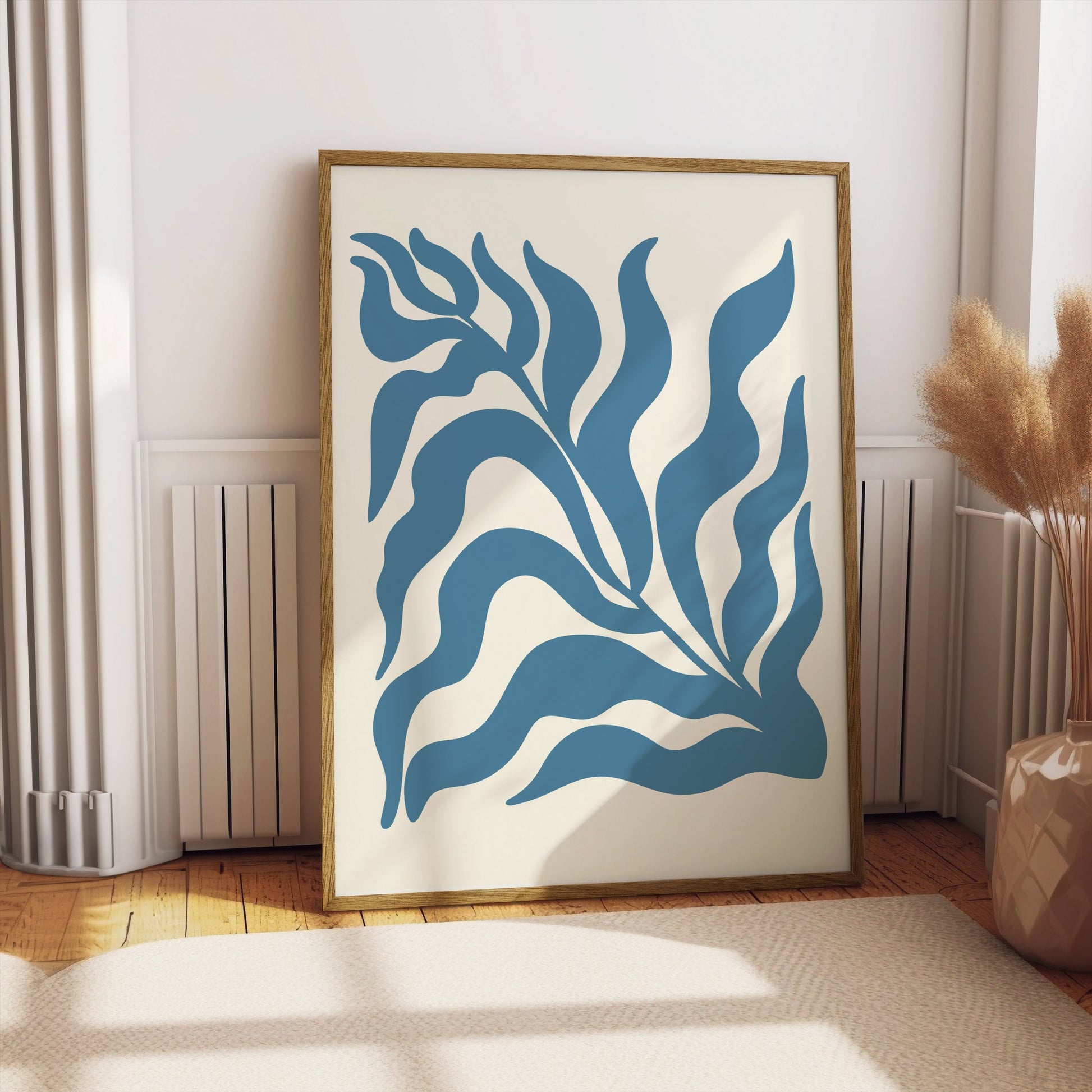 Premium Poster of Abstract Blue Leaf Botanical Art Wall Posters