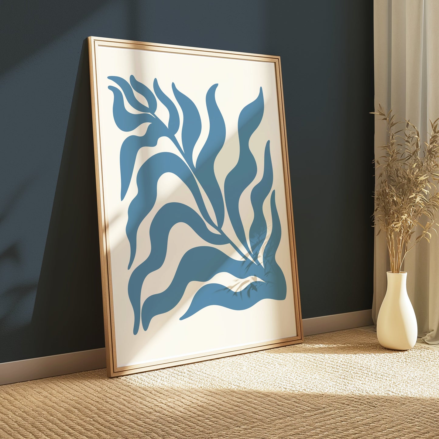 Premium Poster of Abstract Blue Leaf Botanical Art Wall Posters