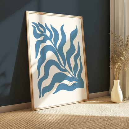 Premium Poster of Abstract Blue Leaf Botanical Art Wall Posters