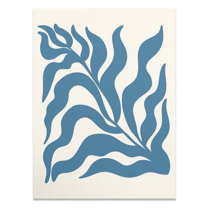 Premium Poster of Abstract Blue Leaf Botanical Art Wall Posters