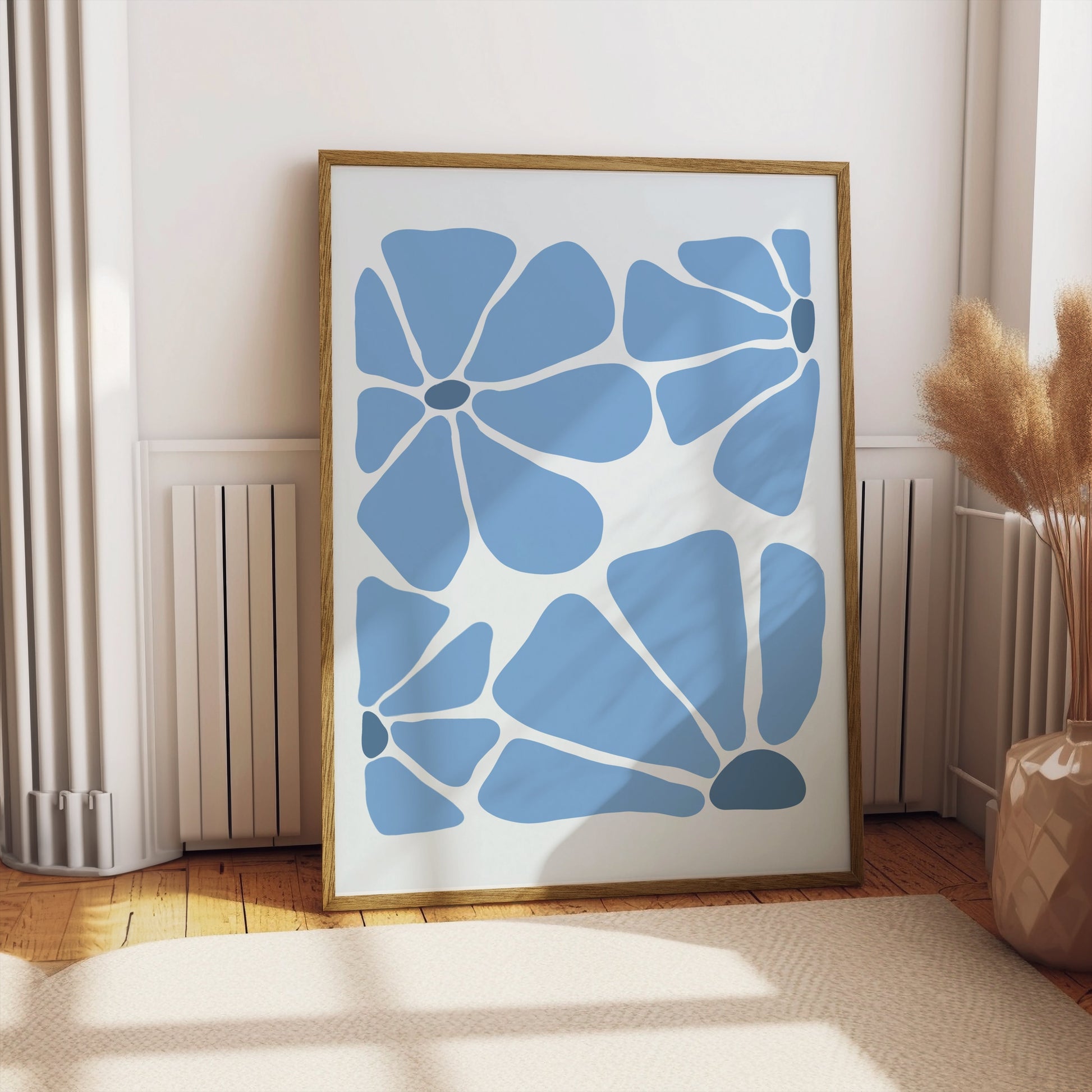 Premium Poster of Abstract Blue Petals Minimalist Design Art Posters