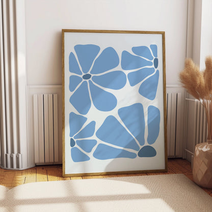 Premium Poster of Abstract Blue Petals Minimalist Design Art Posters