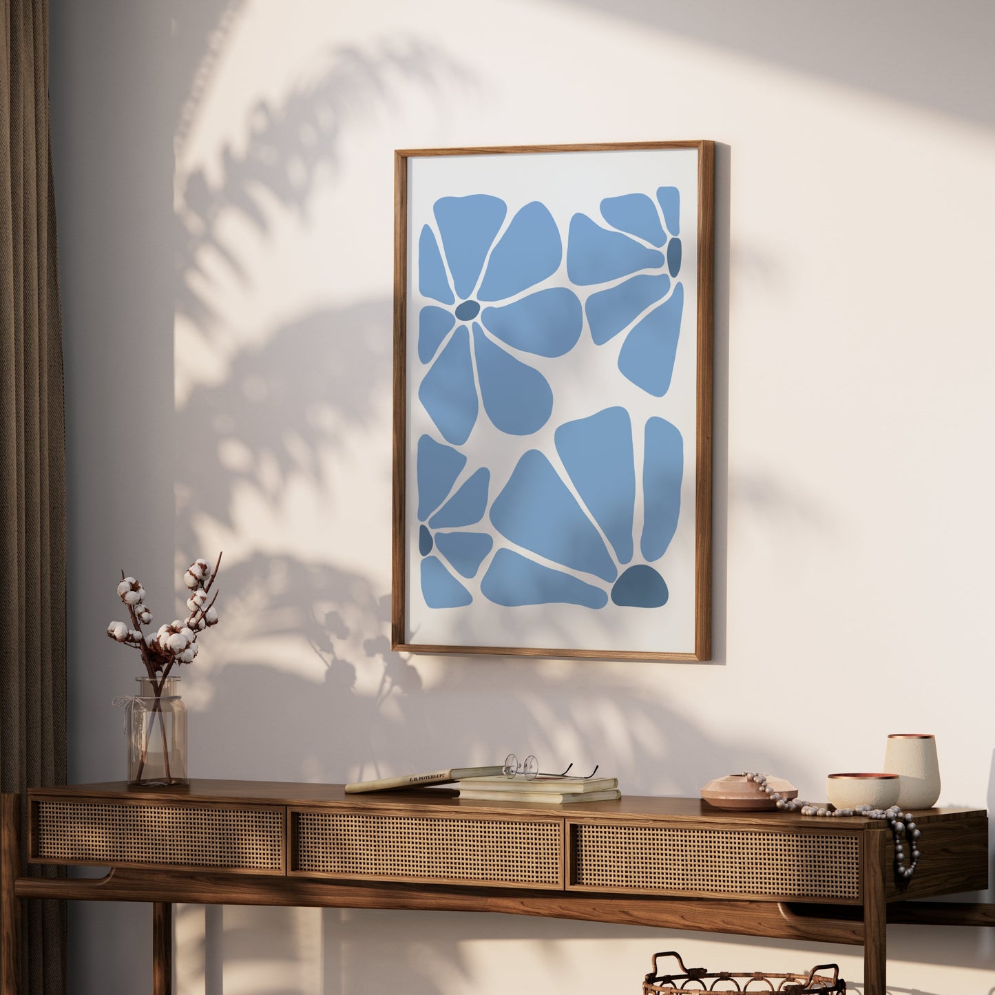 Premium Poster of Abstract Blue Petals Minimalist Design Art Posters