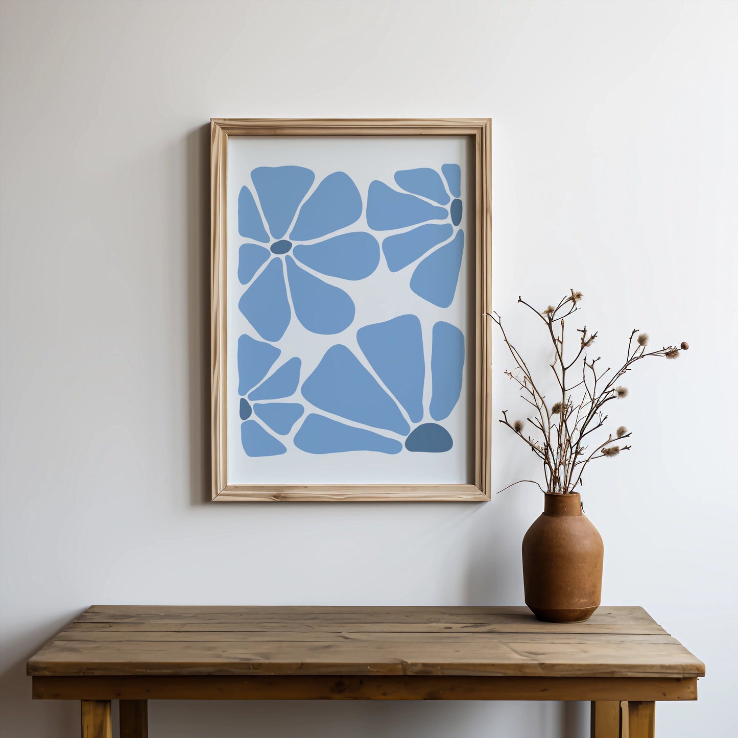 Premium Poster of Abstract Blue Petals Minimalist Design Art Posters