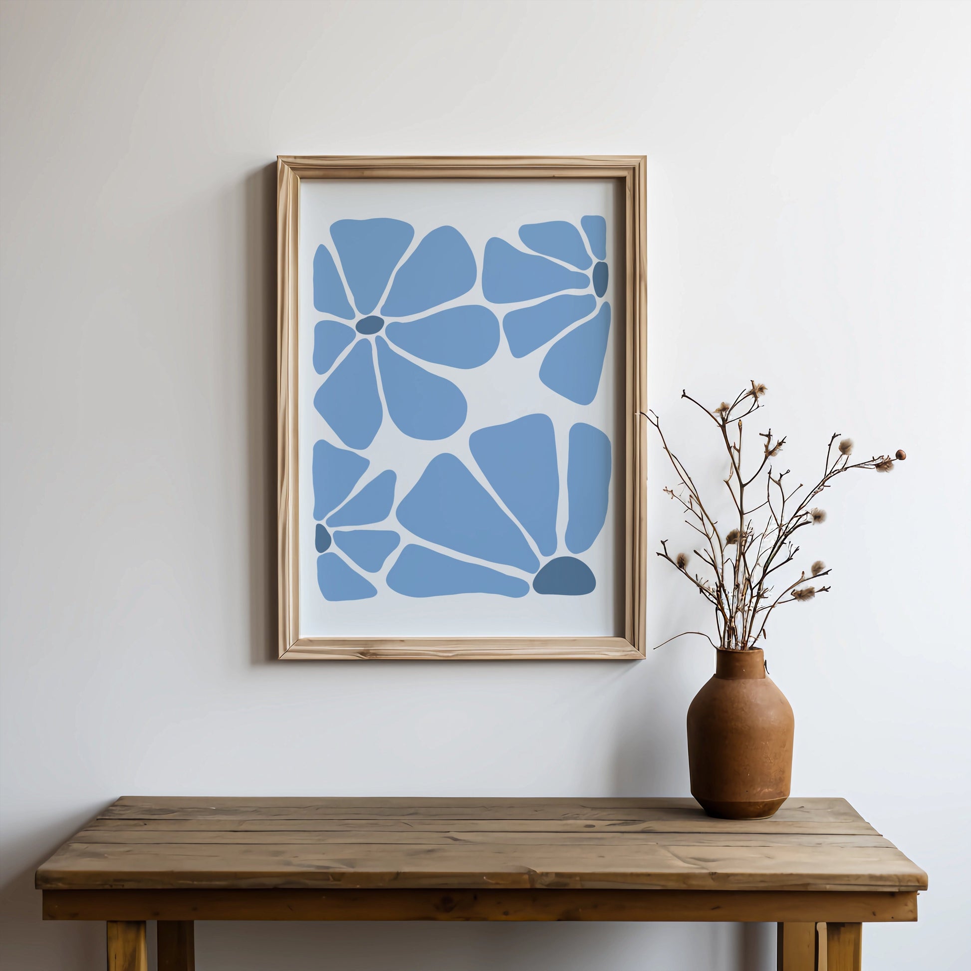 Premium Poster of Abstract Blue Petals Minimalist Design Art Posters
