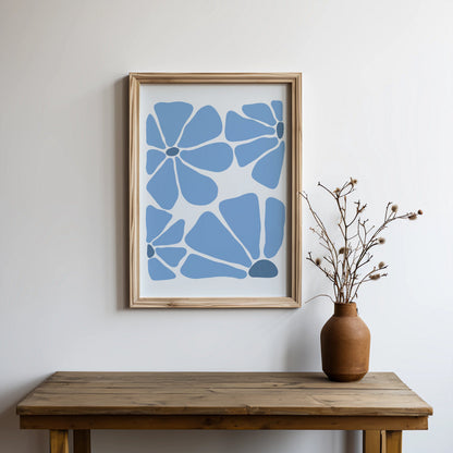 Premium Poster of Abstract Blue Petals Minimalist Design Art Posters