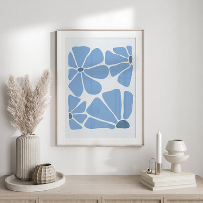 Premium Poster of Abstract Blue Petals Minimalist Design Art Posters