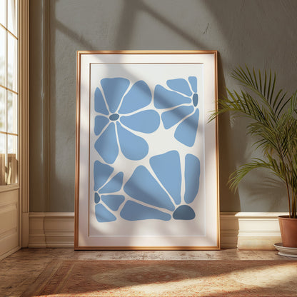 Premium Poster of Abstract Blue Petals Minimalist Design Art Posters