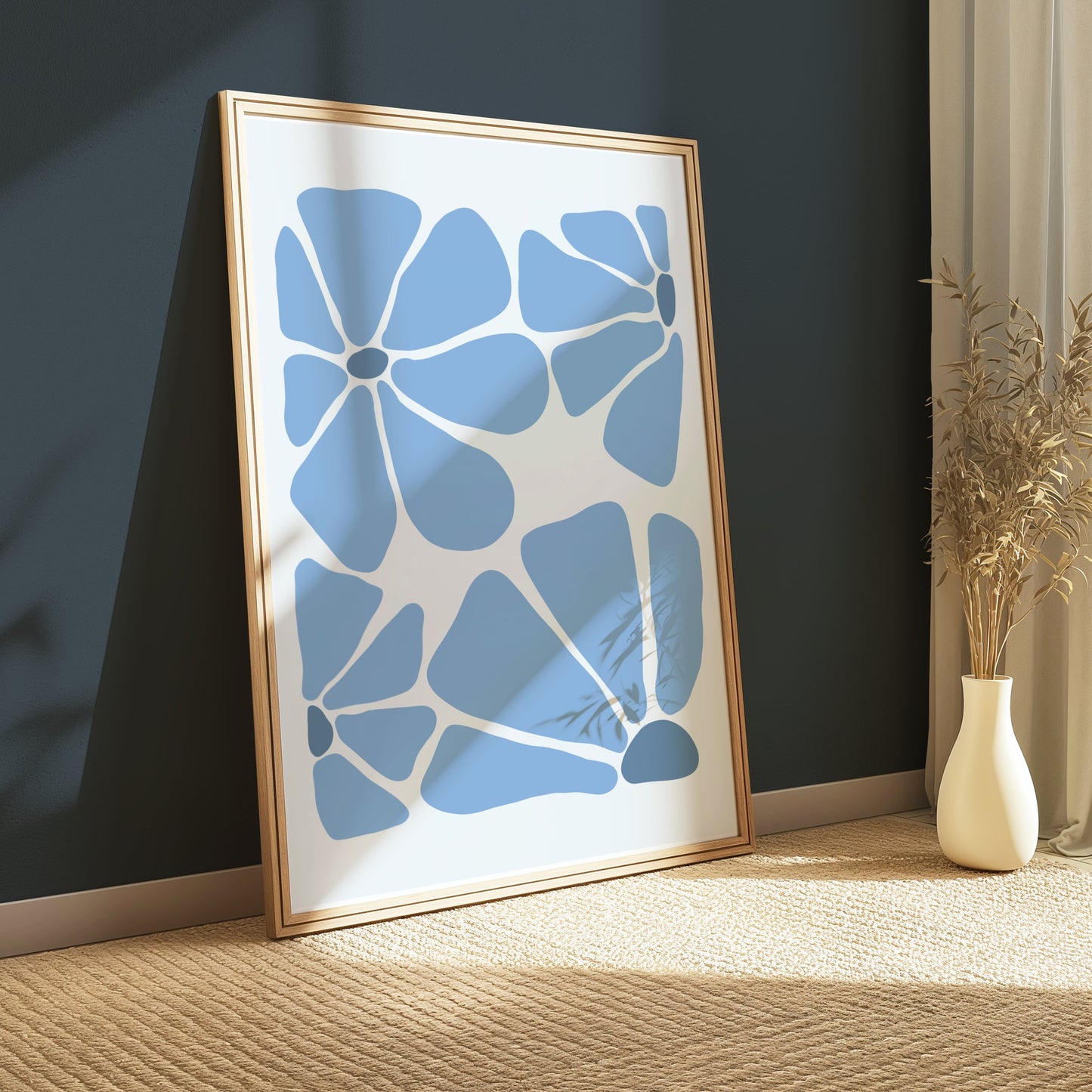 Premium Poster of Abstract Blue Petals Minimalist Design Art Posters