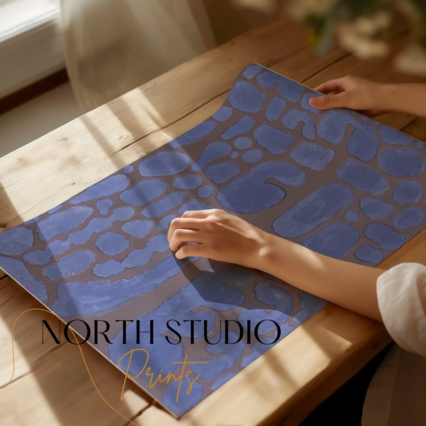 Premium Poster of Abstract Blue and Brown Geometric Art Prints Posters