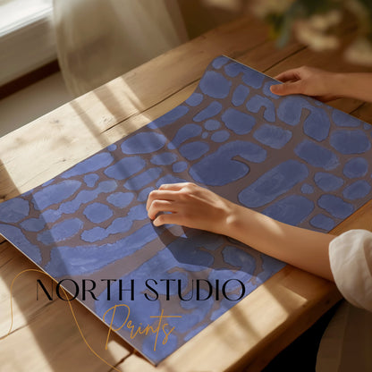 Premium Poster of Abstract Blue and Brown Geometric Art Prints Posters