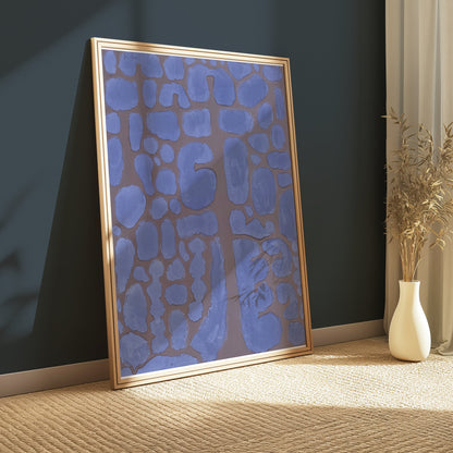 Premium Poster of Abstract Blue and Brown Geometric Art Prints Posters