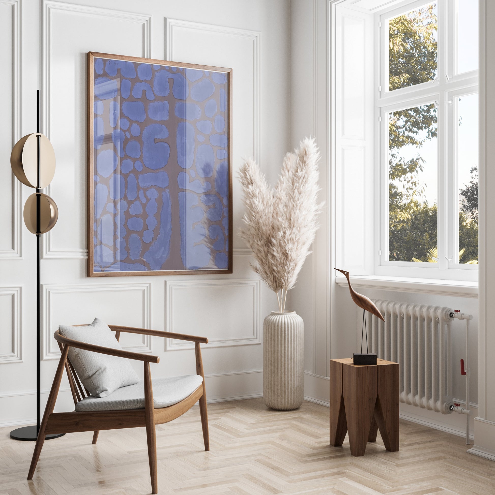 Premium Poster of Abstract Blue and Brown Geometric Art Prints Posters