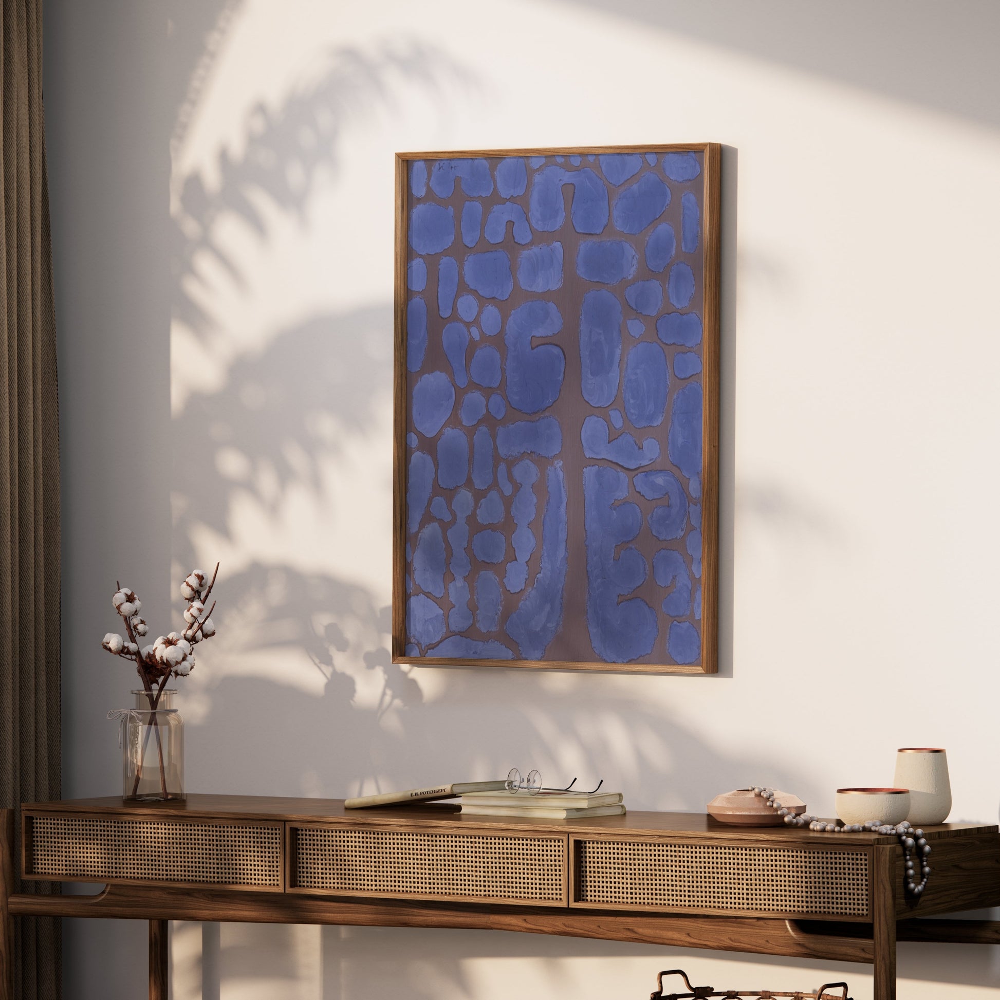 Premium Poster of Abstract Blue and Brown Geometric Art Prints Posters