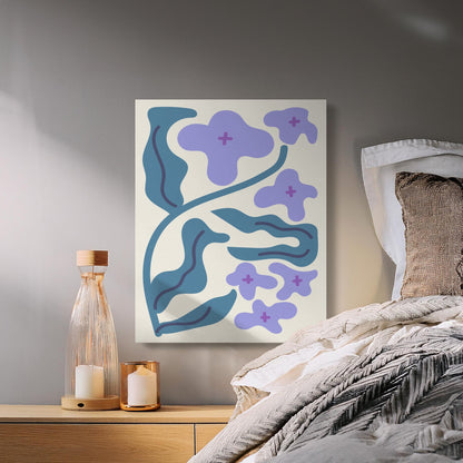 Premium Poster of Abstract Blue and Purple Floral Wall Art Canvas Wraps