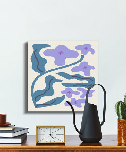 Premium Poster of Abstract Blue and Purple Floral Wall Art Canvas Wraps