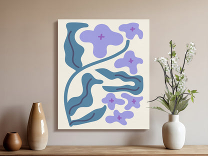 Premium Poster of Abstract Blue and Purple Floral Wall Art Canvas Wraps