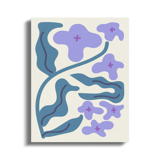 Premium Poster of Abstract Blue and Purple Floral Wall Art Canvas Wraps