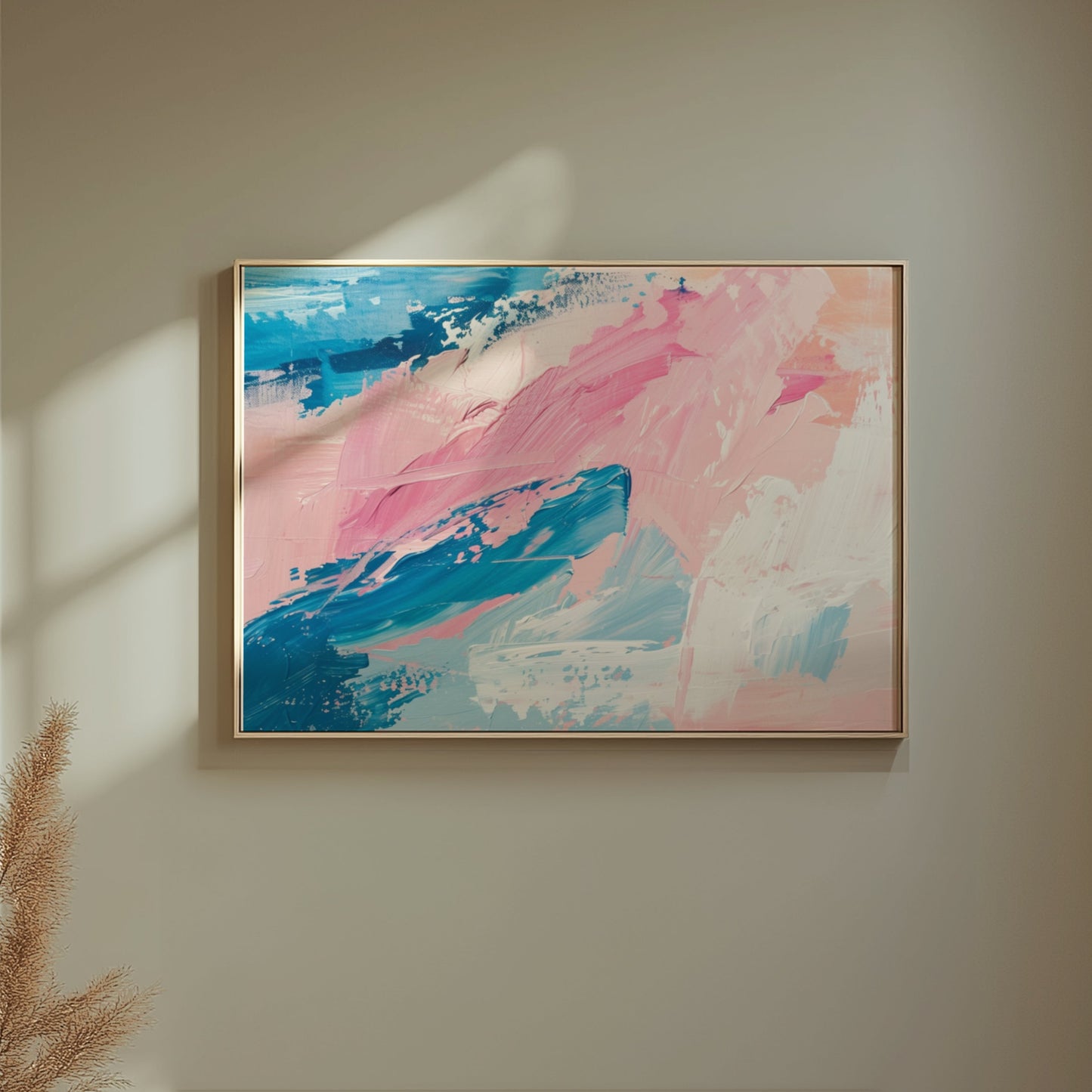 Premium Poster of Abstract Brush Strokes Blue Pink Modern Art Posters