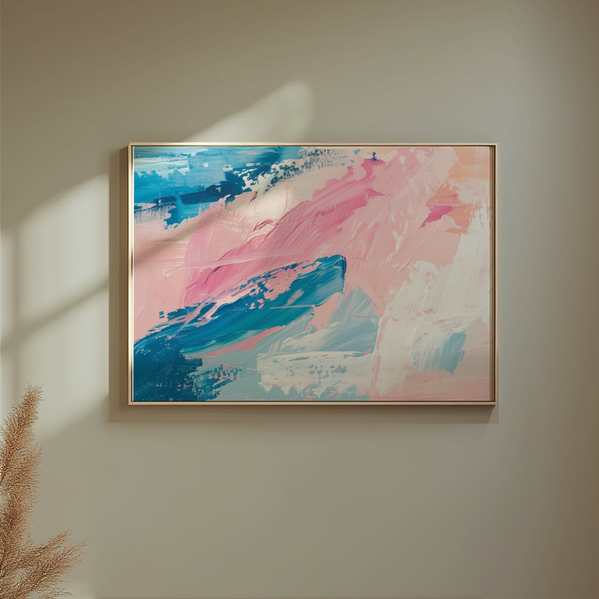 Premium Poster of Abstract Brush Strokes Blue Pink Modern Art Posters