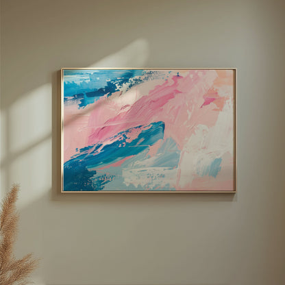 Premium Poster of Abstract Brush Strokes Blue Pink Modern Art Posters