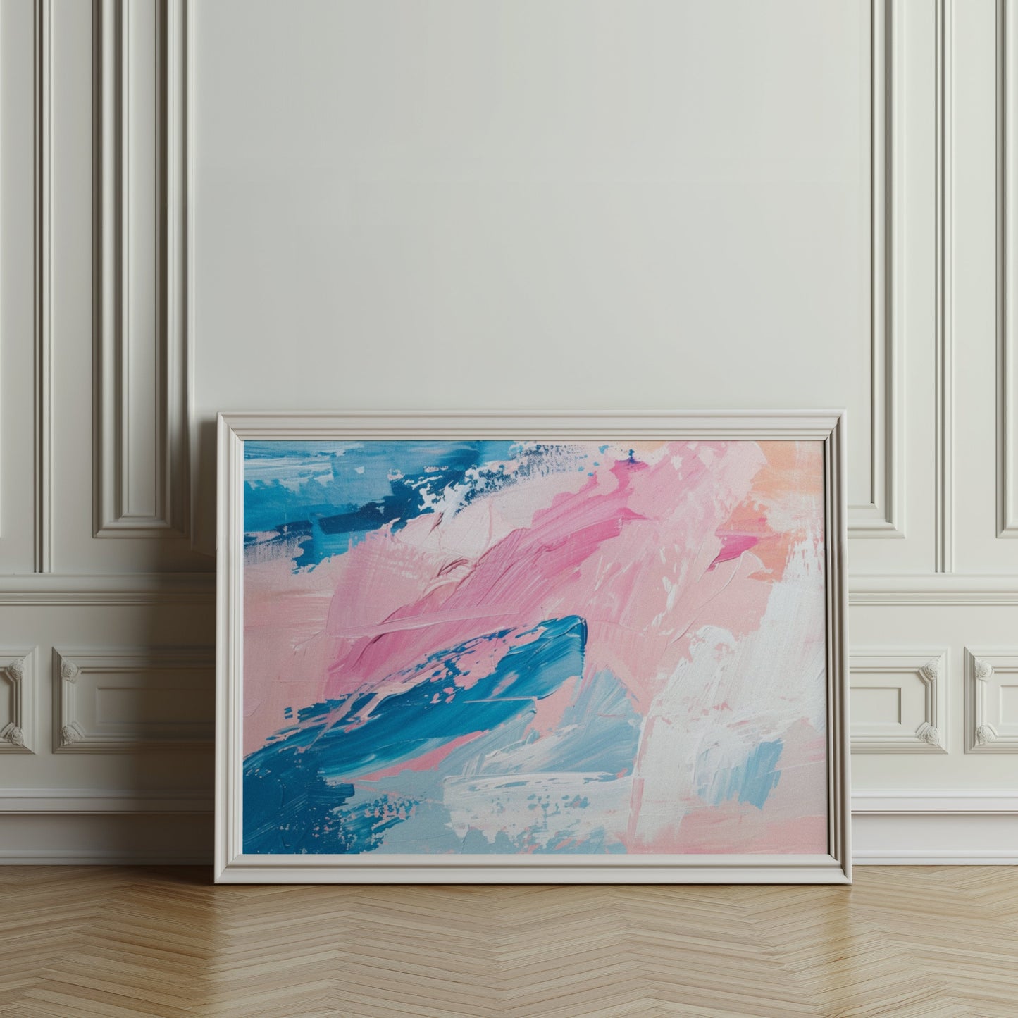 Premium Poster of Abstract Brush Strokes Blue Pink Modern Art Posters