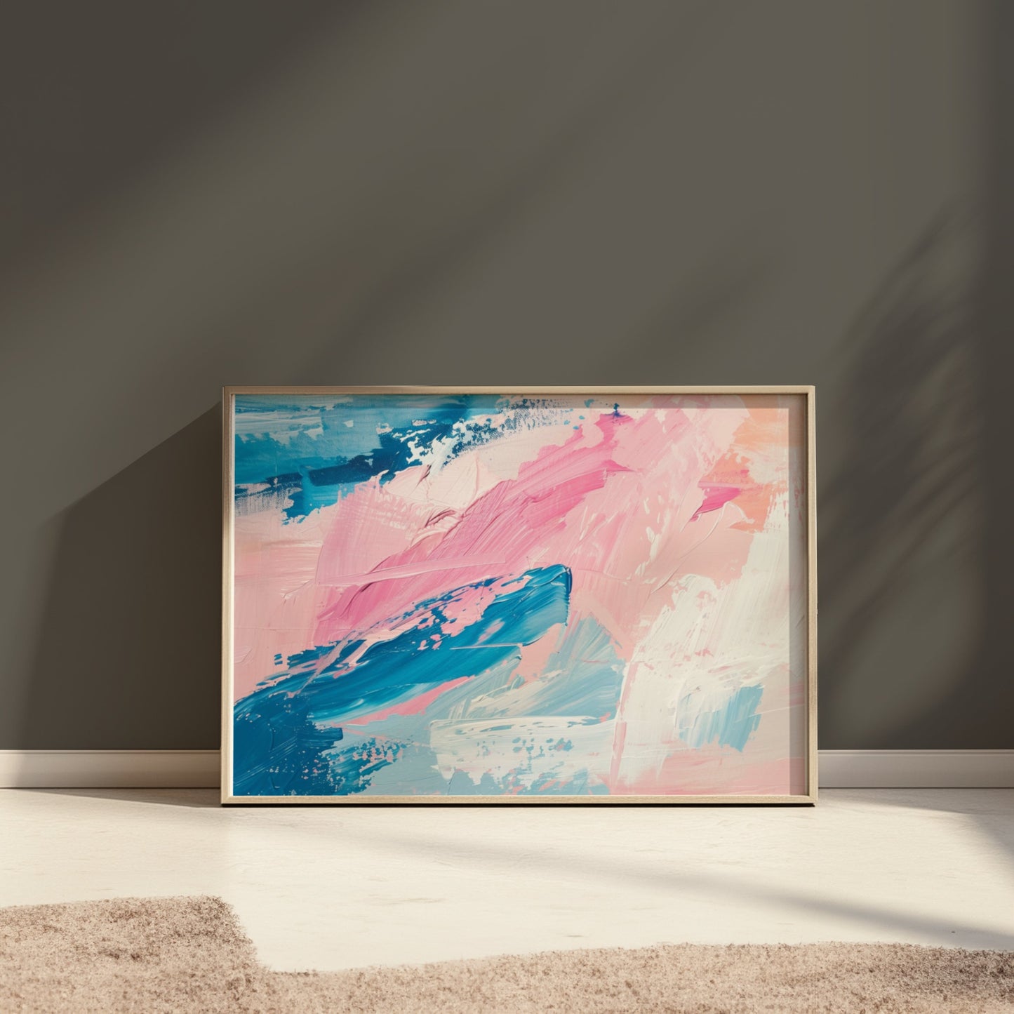 Premium Poster of Abstract Brush Strokes Blue Pink Modern Art Posters