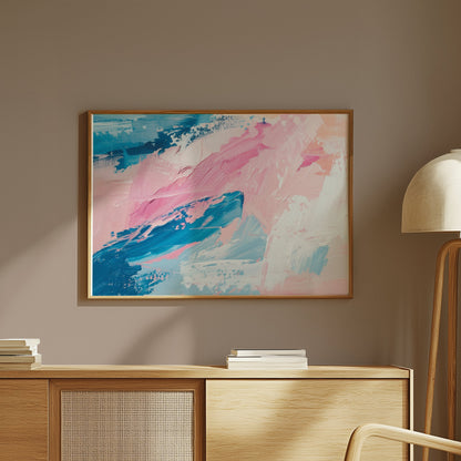 Premium Poster of Abstract Brush Strokes Blue Pink Modern Art Posters