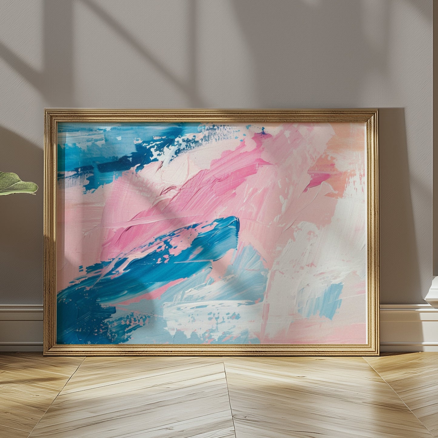Premium Poster of Abstract Brush Strokes Blue Pink Modern Art Posters