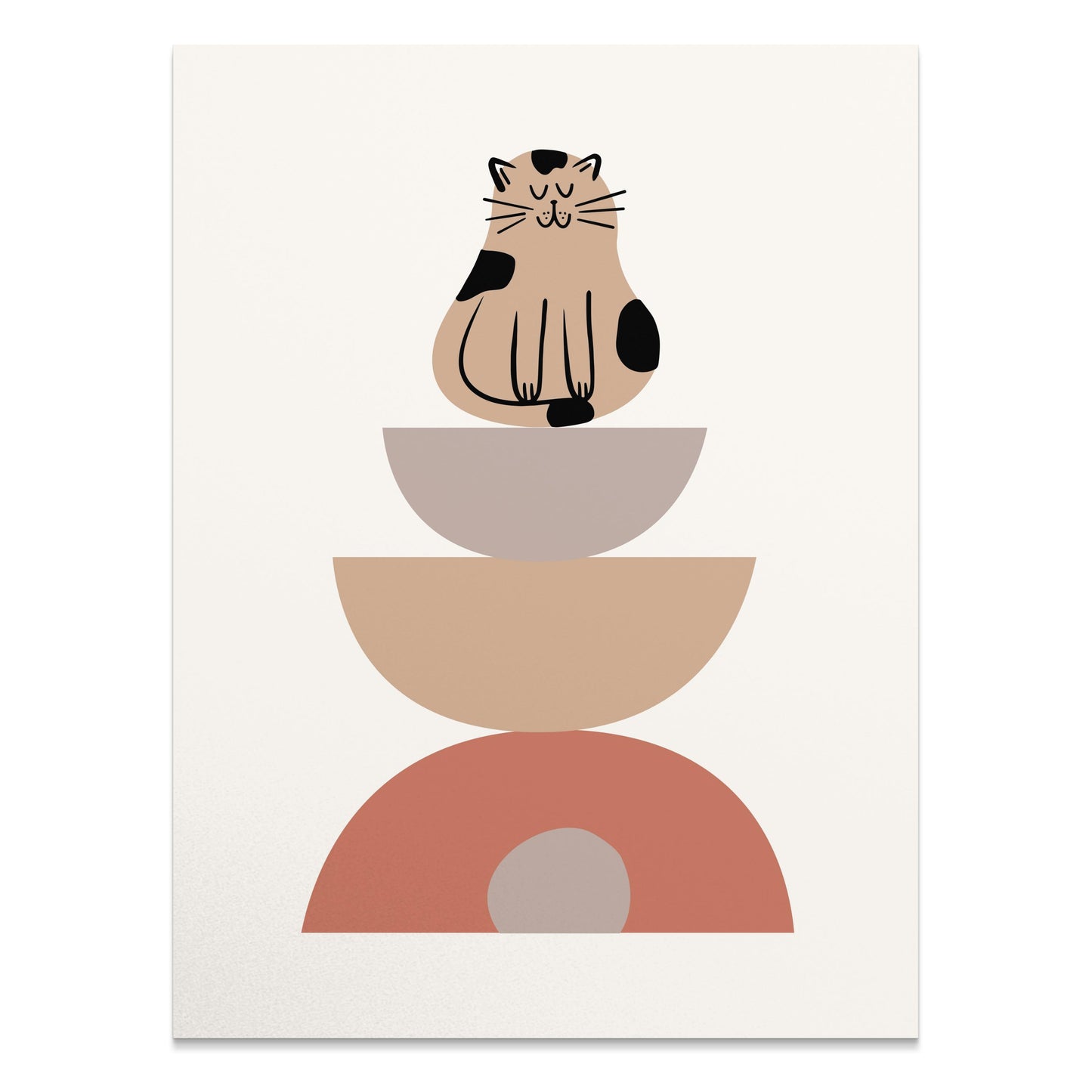 Premium Poster of Abstract Cat Balancing Geometric Shapes Art Posters