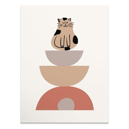 Premium Poster of Abstract Cat Balancing Geometric Shapes Art Posters
