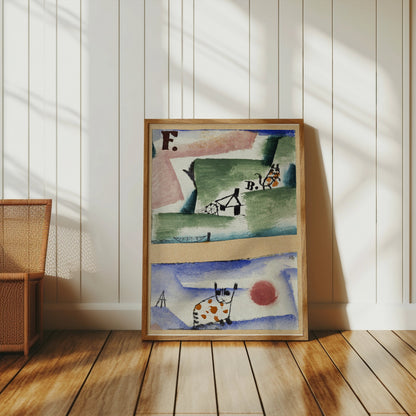 Premium Poster of Abstract Colorful Art of Whimsical Cats Posters