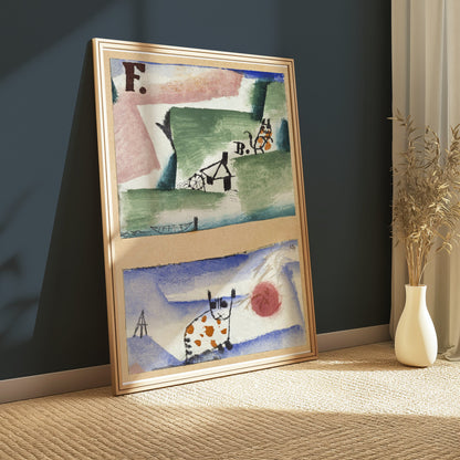 Premium Poster of Abstract Colorful Art of Whimsical Cats Posters