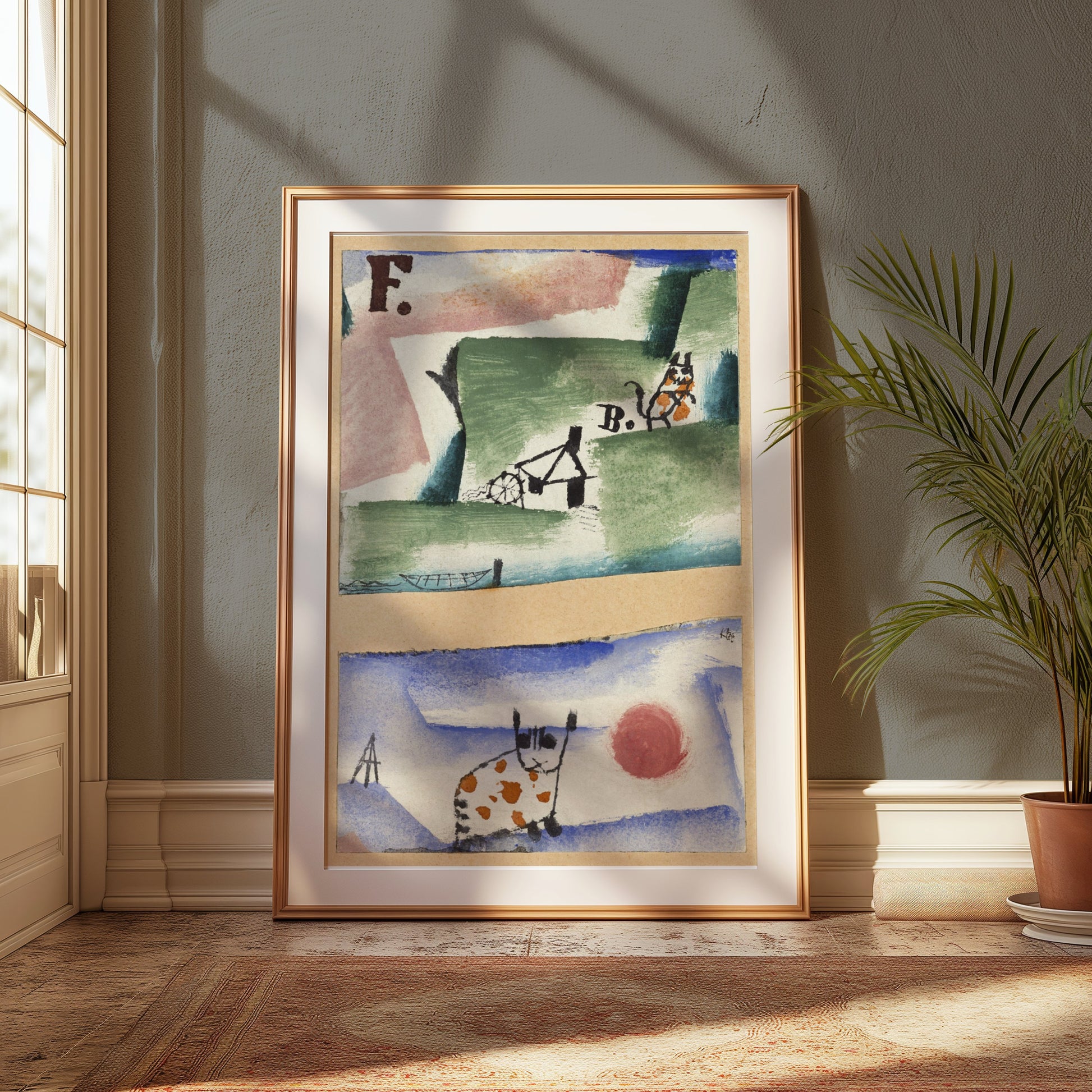 Premium Poster of Abstract Colorful Art of Whimsical Cats Posters
