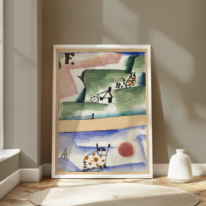 Premium Poster of Abstract Colorful Art of Whimsical Cats Posters