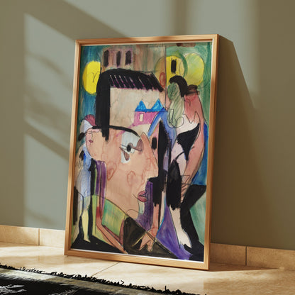 Premium Poster of Abstract Cubism Inspired Face Art Vibrant Painting Posters