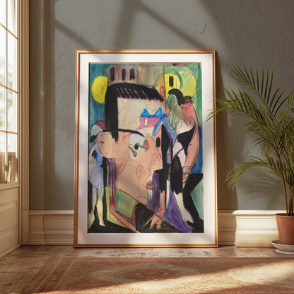 Premium Poster of Abstract Cubism Inspired Face Art Vibrant Painting Posters