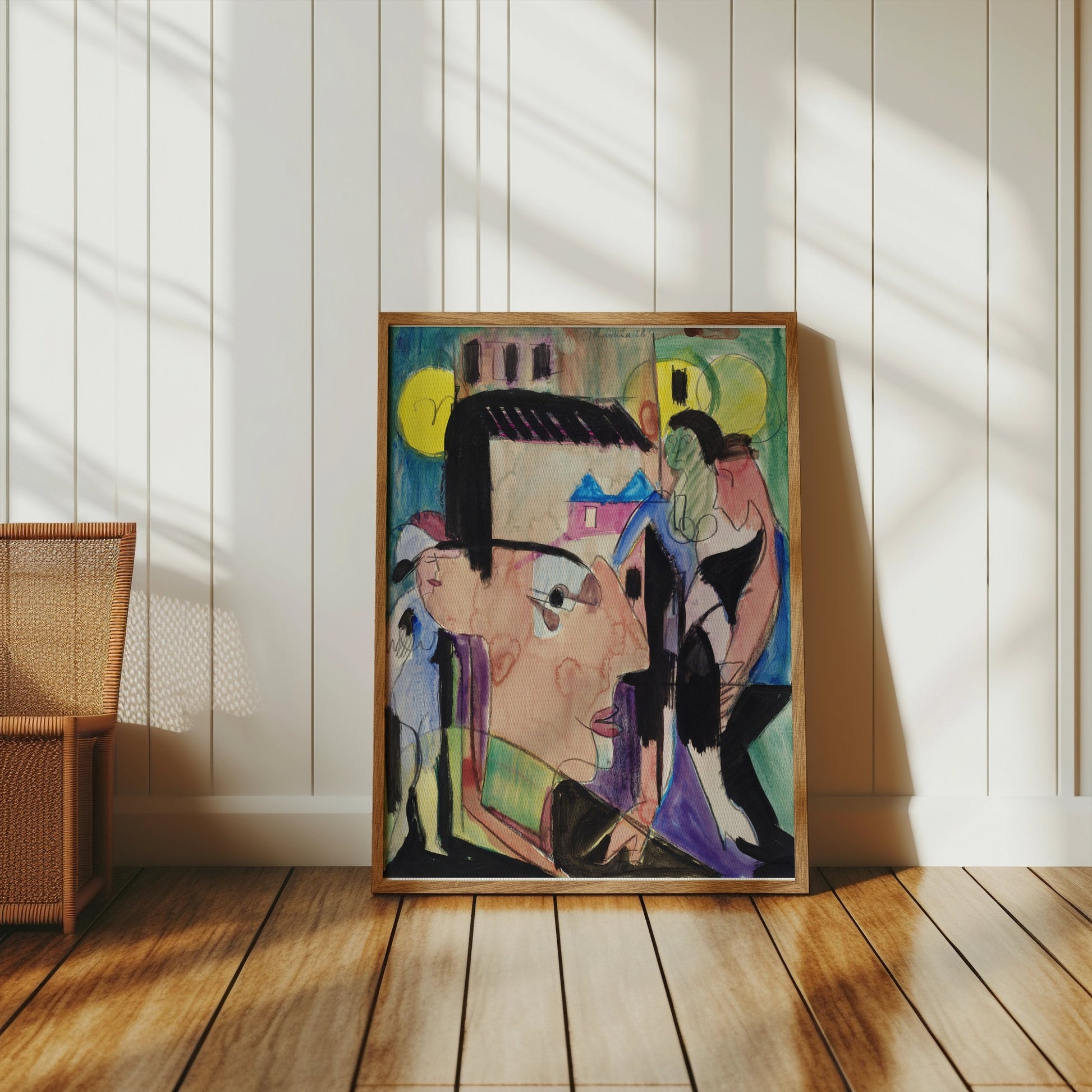 Premium Poster of Abstract Cubism Inspired Face Art Vibrant Painting Posters