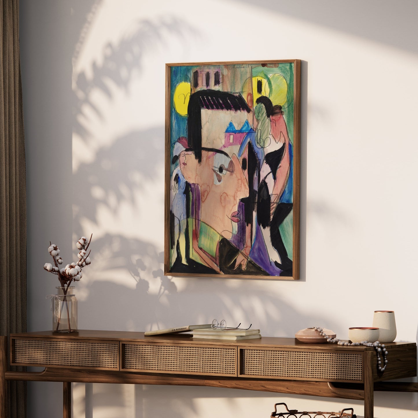 Premium Poster of Abstract Cubism Inspired Face Art Vibrant Painting Posters