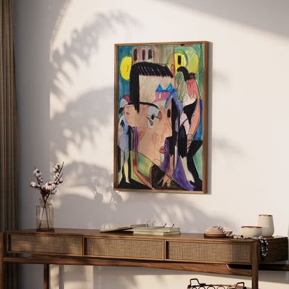 Premium Poster of Abstract Cubism Inspired Face Art Vibrant Painting Posters