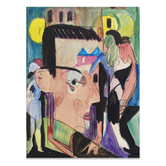 Premium Poster of Abstract Cubism Inspired Face Art Vibrant Painting Posters